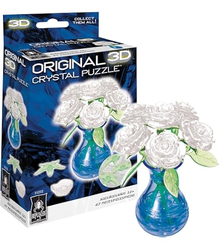 Amazon | 花瓶に入った黄色いバラ 標準クリスタル 3Dパズル | 立体